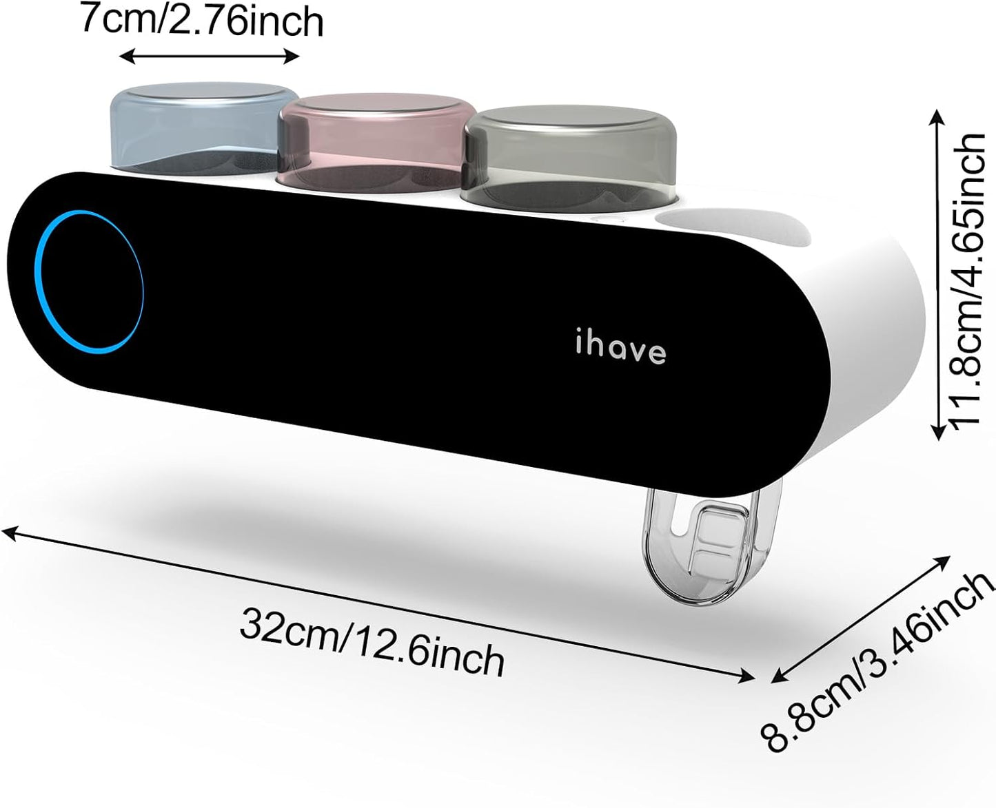 Toothbrush Holder for Bathroom, 3 Cups Electric Toothbrush Holder Wall Mounted with Toothpaste Dispenser