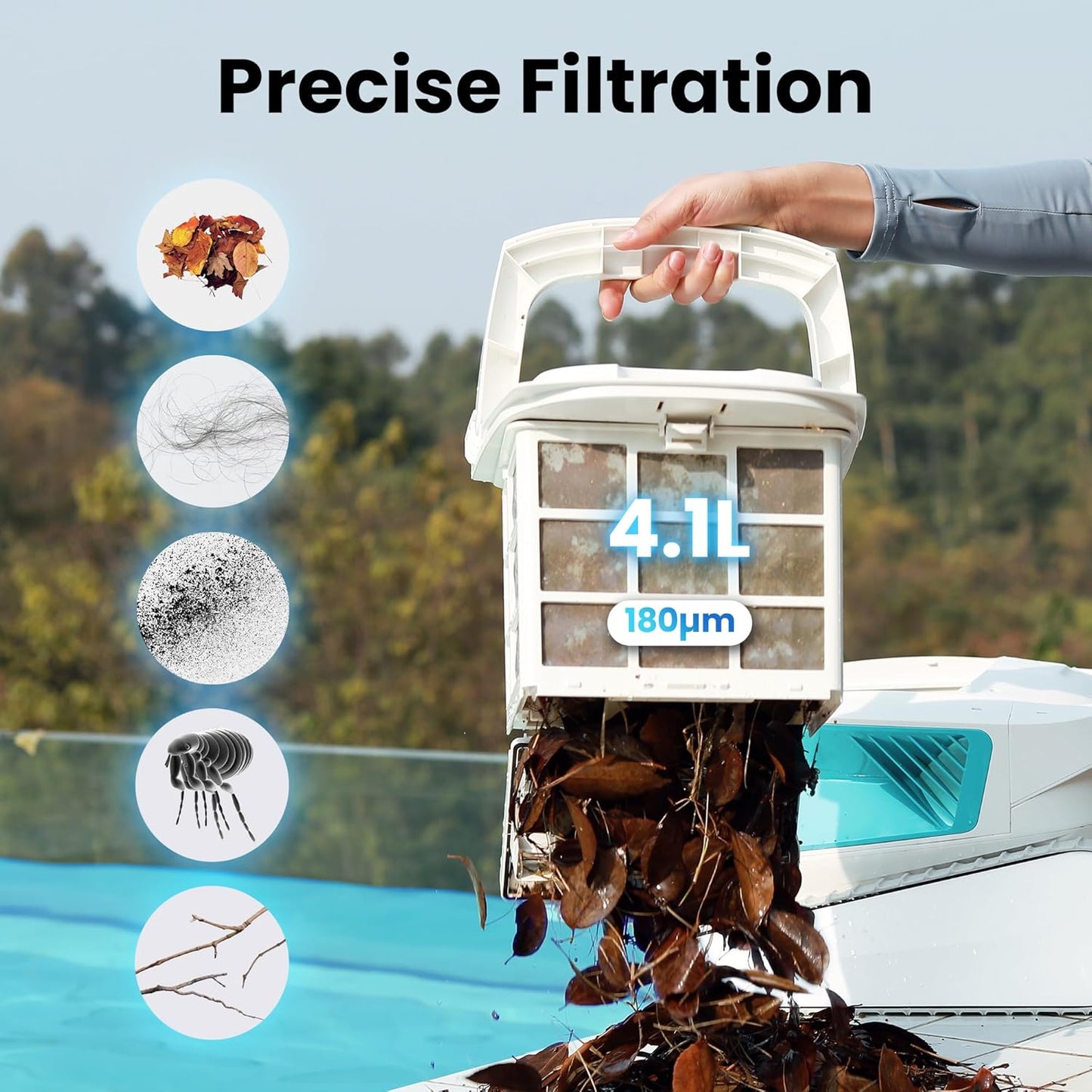 All-in-one Pool Vacuum Robot, 200mins Runtime Cordless Pool Cleaner