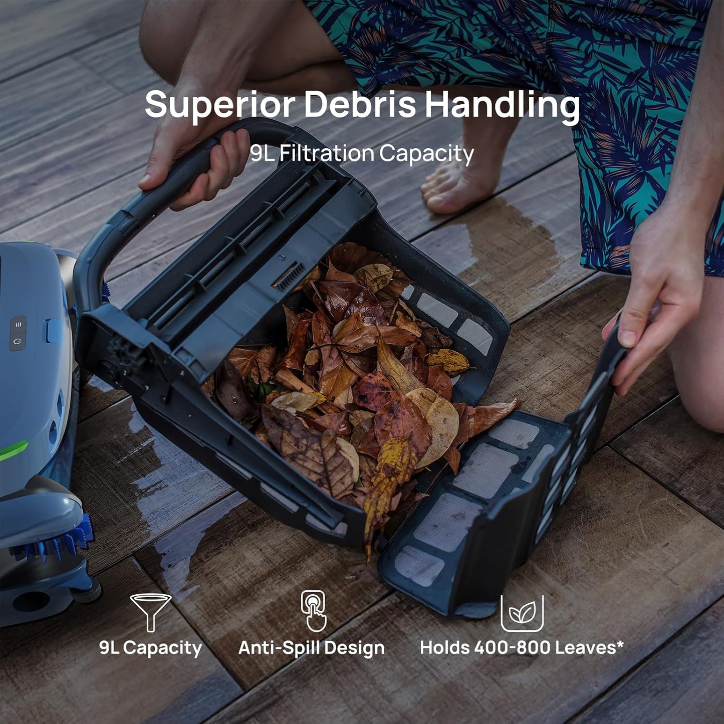 Beatbot iSkim Ultra Solar Powered Robotic Pool Skimmer, Pool Surface Cleaner Robot, Dual Charging Options, Water Clarification, Edge & Corner Cleaning, S-Path Optimization, App Control, Ocean Blue