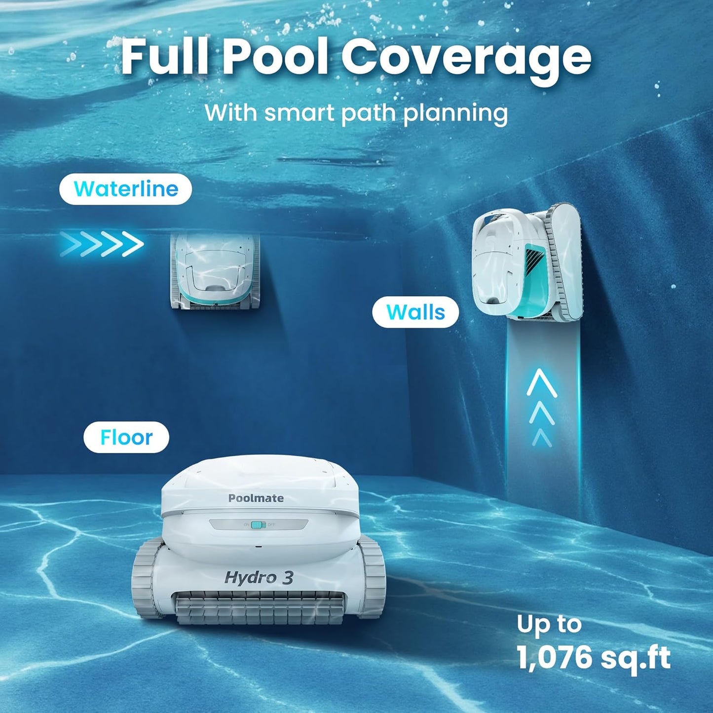 All-in-one Pool Vacuum Robot, 200mins Runtime Cordless Pool Cleaner